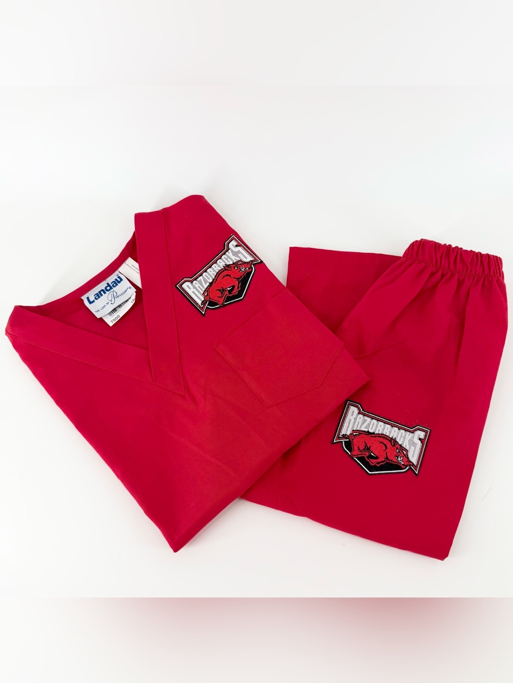 Landau Arkansas‎ Razorbacks Kids Scrubs Set Mismatched Size 8/10 Top 4/5 Pants